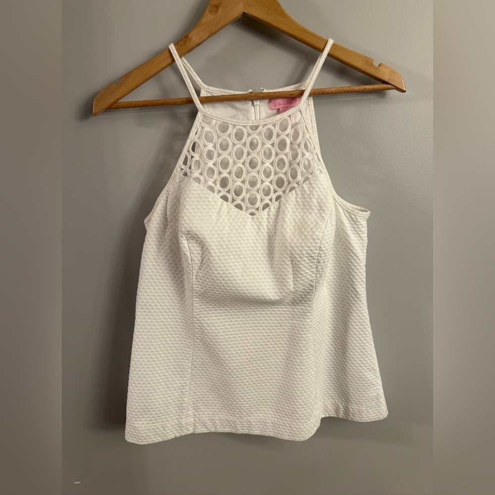Lilly Pulitzer White Textured Lace Halter Camisole